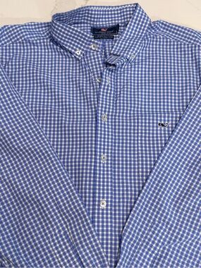 Vineyard Vines Blue and White Gingham Button-Down Shirt